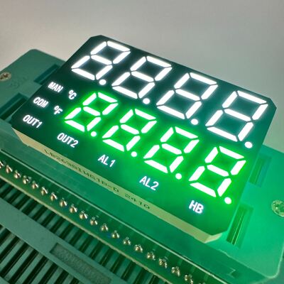 Dual Line 4 + 4 Digit Wit/Puur Groen Aangepaste 7 Segment LED Display gemeenschappelijke anode 26*38 MM voor temperatuurindicator